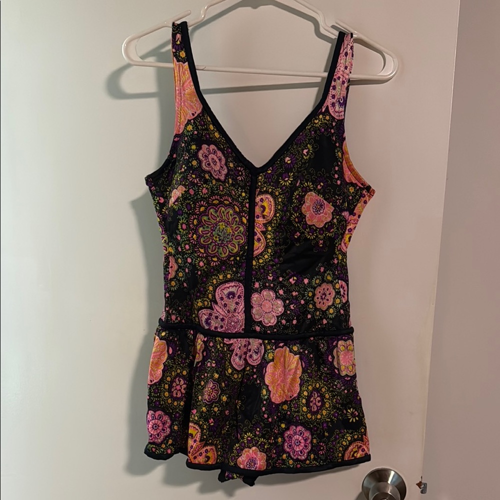 Vintage Floral Paisley One Piece Swimsuit Size M